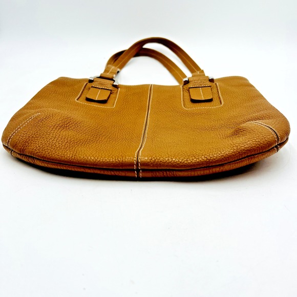 Claudia Firenze Pebbled Genuine Leather Tan Satchel Bag - Picture 3 of 16